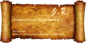 Joanovics Radamesz névjegykártya
